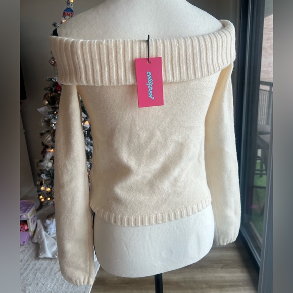 EDIKTED Off-Shoulder Knit Sweater – Cream | NWT ✨ - Picture 2 of 6